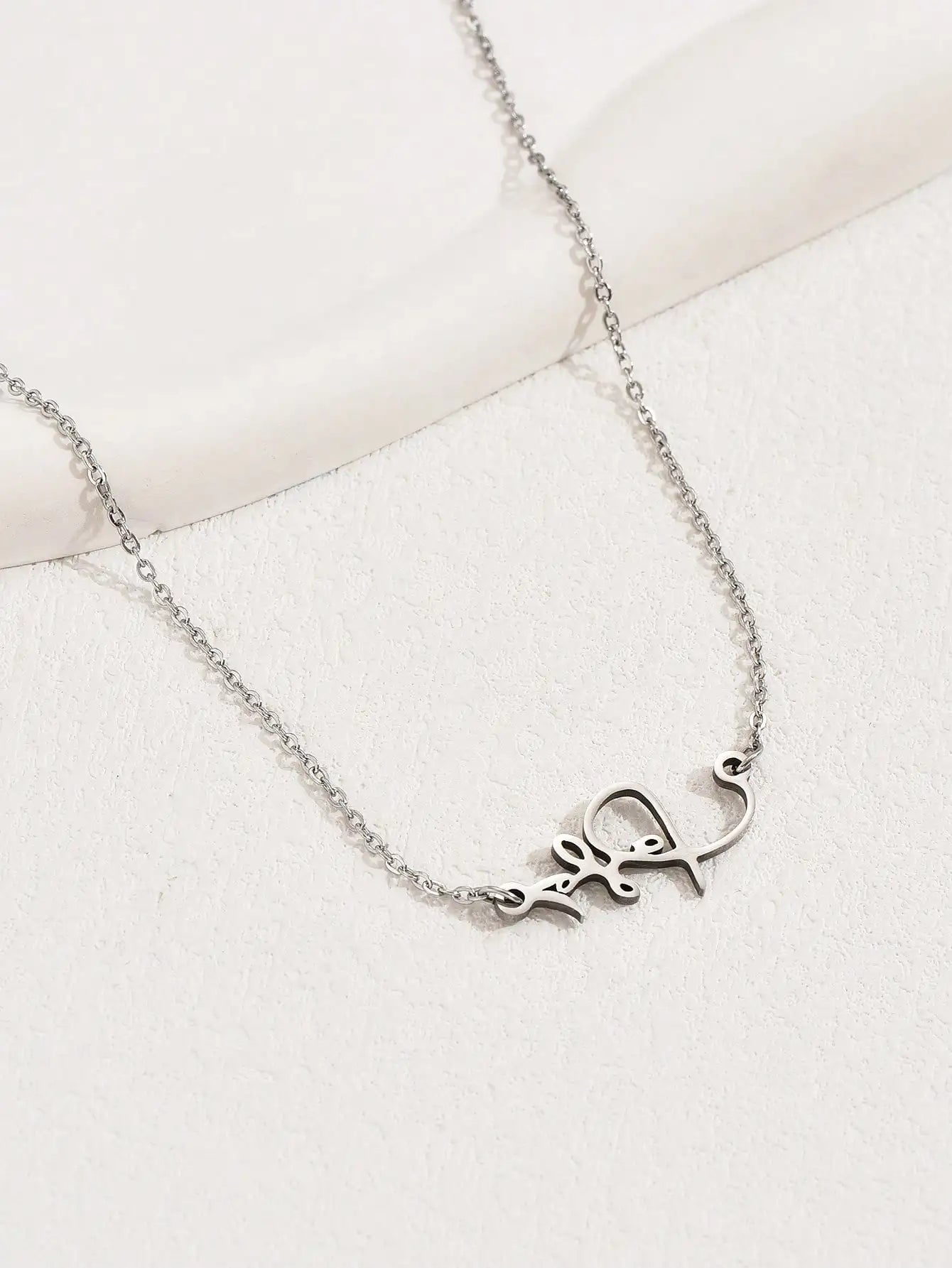 1pc Classic Stylish Simple Elegant Stainless Steel Irregular Pattern Pendant Necklace with Water-wave Chain