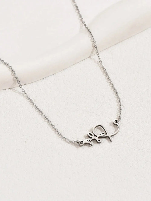 1pc Classic Stylish Simple Elegant Stainless Steel Irregular Pattern Pendant Necklace with Water-wave Chain