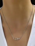 1pc Classic Stylish Simple Elegant Stainless Steel Irregular Pattern Pendant Necklace with Water-wave Chain