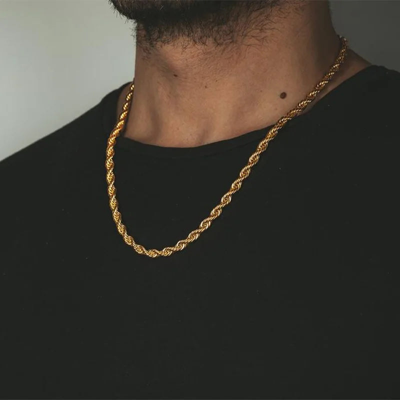 Vnox 2-5mm corde chaîne colliers pour hommes femmes torsadé Sigapore maillons tour de base décontracté Punk Rock en acier inoxydable mâle collier