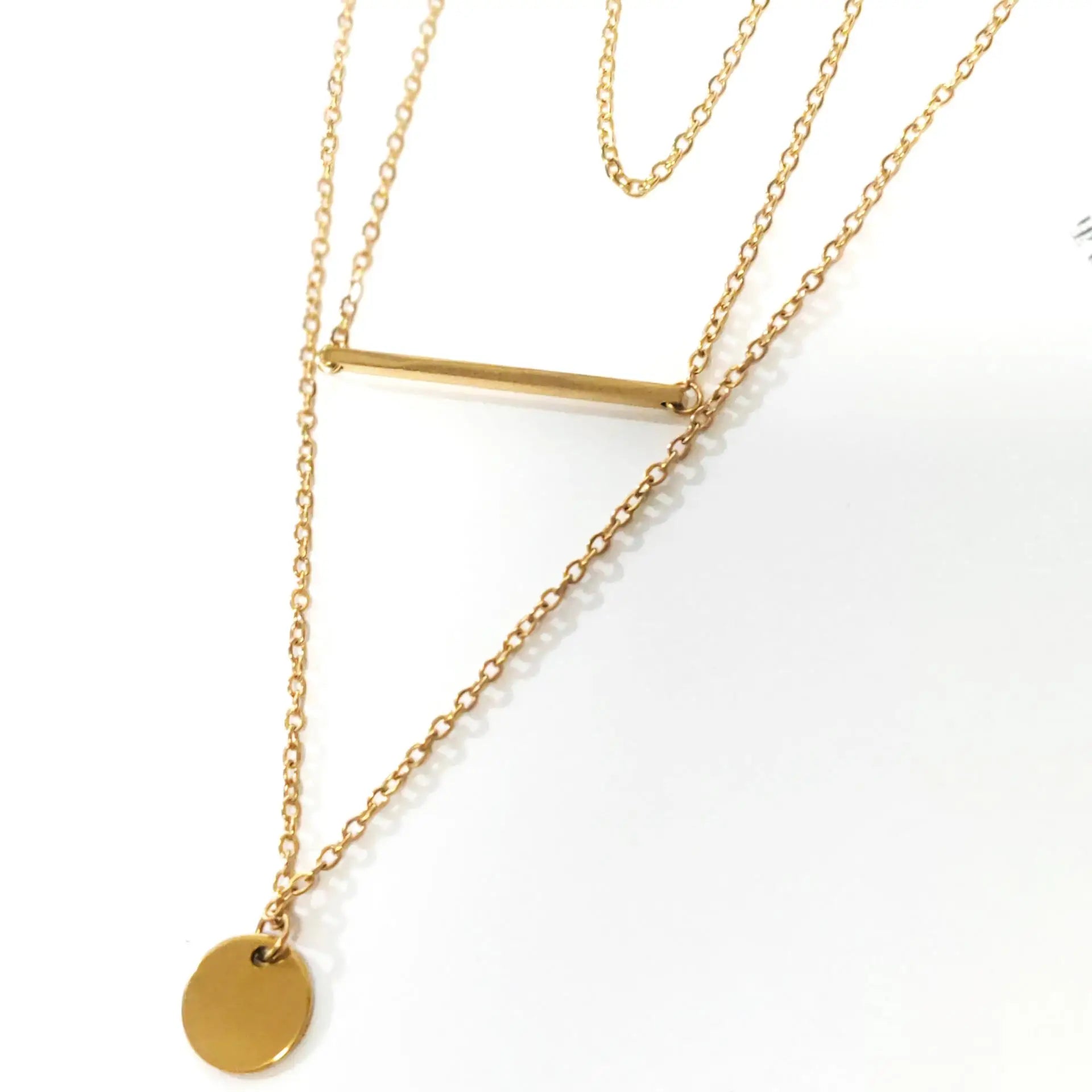 Refined Chic 18K Gold Stainless Steel Multi-Layer Necklace with Adjustable Chain Daily Wear Wedding Valentine Birthday Gift