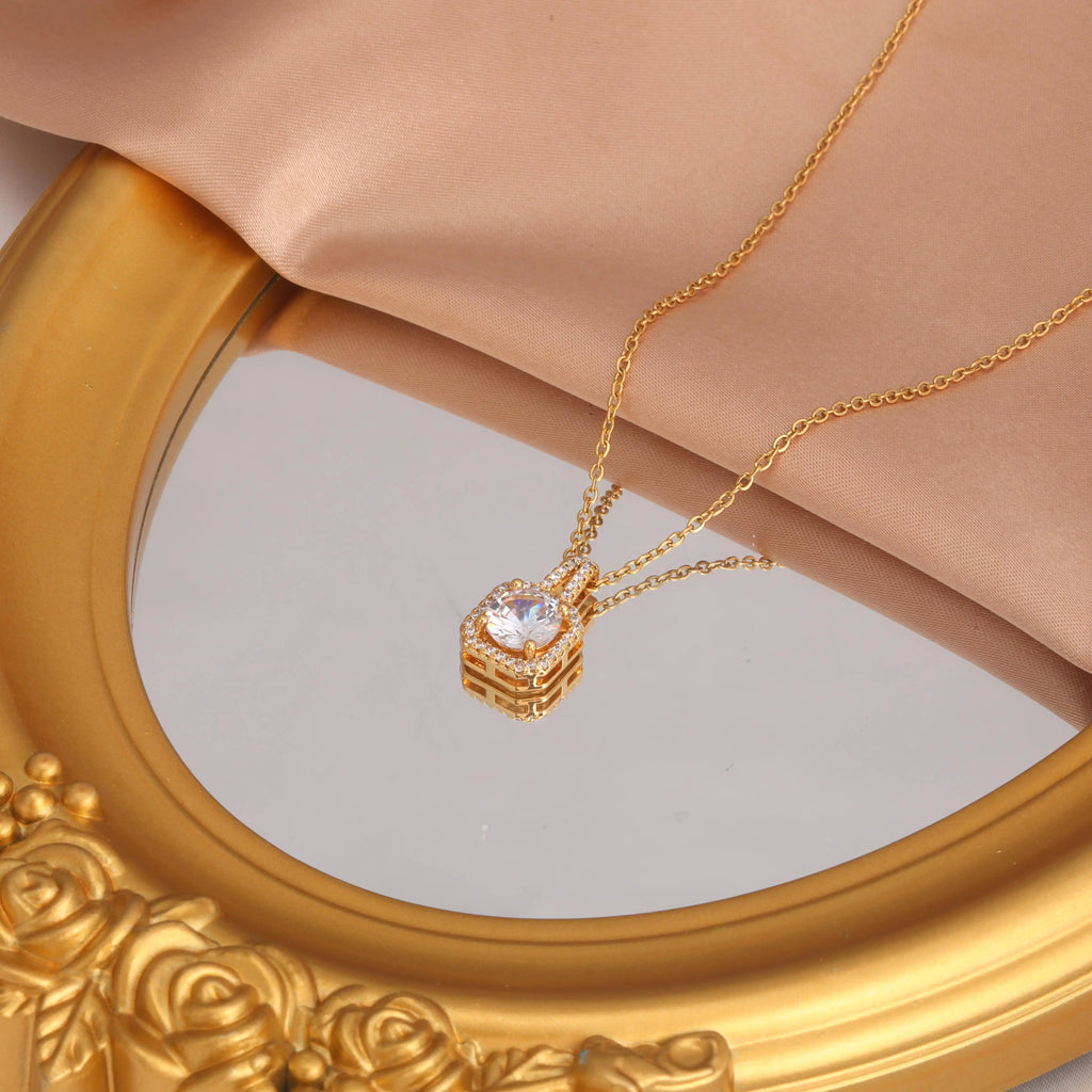 US Local Stock Zircon Pendant daily Wear Luxury Necklace High Quality Gold Plating Wedding Banquet Necklace holiday Gift
