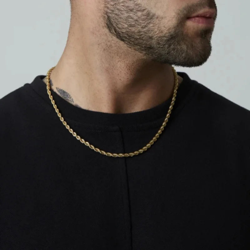 Vnox 2-5mm corde chaîne colliers pour hommes femmes torsadé Sigapore maillons tour de base décontracté Punk Rock en acier inoxydable mâle collier