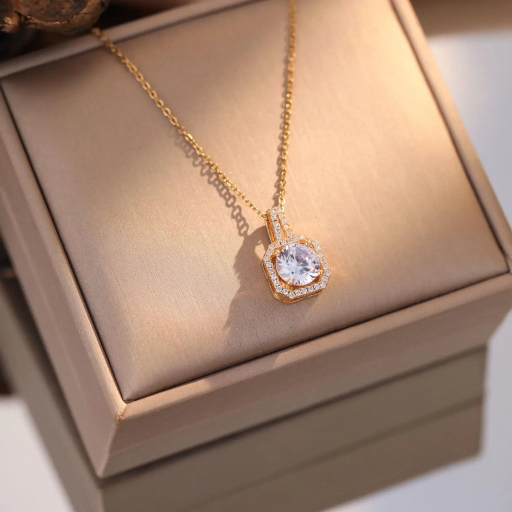 US Local Stock Zircon Pendant daily Wear Luxury Necklace High Quality Gold Plating Wedding Banquet Necklace holiday Gift