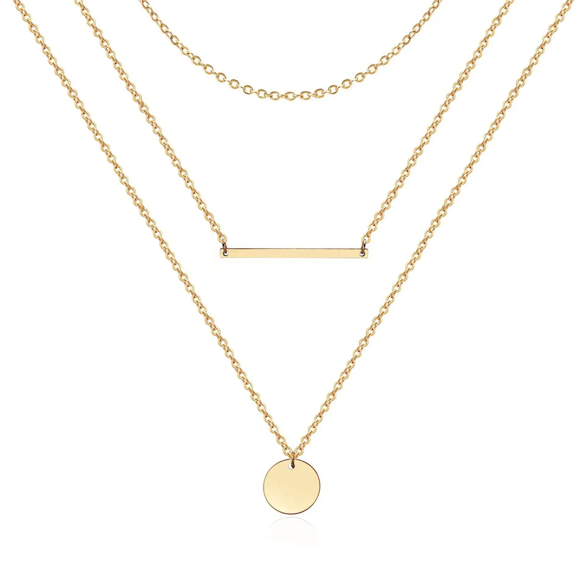 Refined Chic 18K Gold Stainless Steel Multi-Layer Necklace with Adjustable Chain Daily Wear Wedding Valentine Birthday Gift