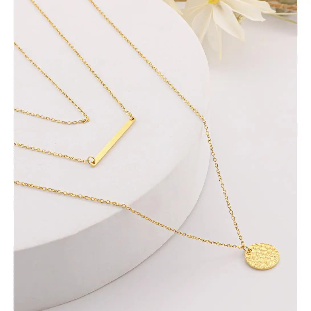 Refined Chic 18K Gold Stainless Steel Multi-Layer Necklace with Adjustable Chain Daily Wear Wedding Valentine Birthday Gift