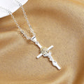 FCJ Women's Sunflower Flower Hanging Pendant Necklace Cross Gold and Silver Two-Color Fashion Charms