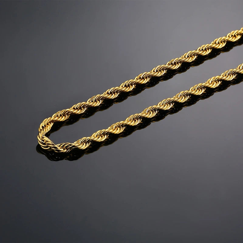 Vnox 2-5mm corde chaîne colliers pour hommes femmes torsadé Sigapore maillons tour de base décontracté Punk Rock en acier inoxydable mâle collier