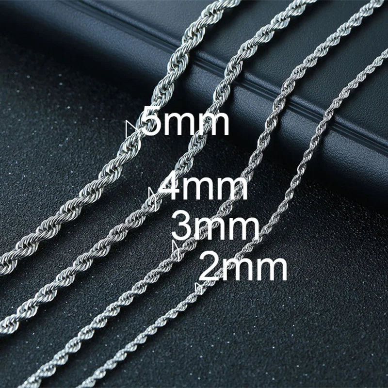 Vnox 2-5mm corde chaîne colliers pour hommes femmes torsadé Sigapore maillons tour de base décontracté Punk Rock en acier inoxydable mâle collier