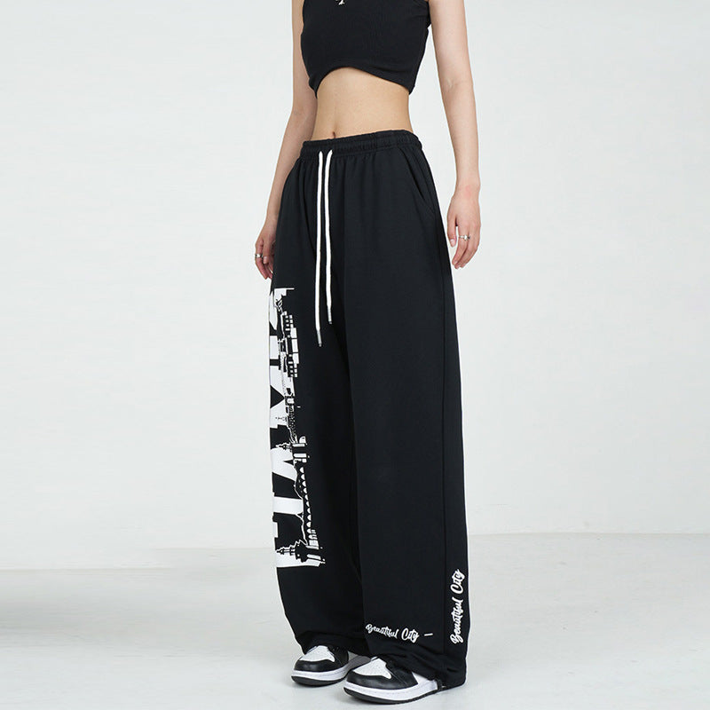 Jazz Dance American Style HIPHOP Pants Cotton Printed Loose Ins Trendy Sports Pants Casual Wide Leg Pants