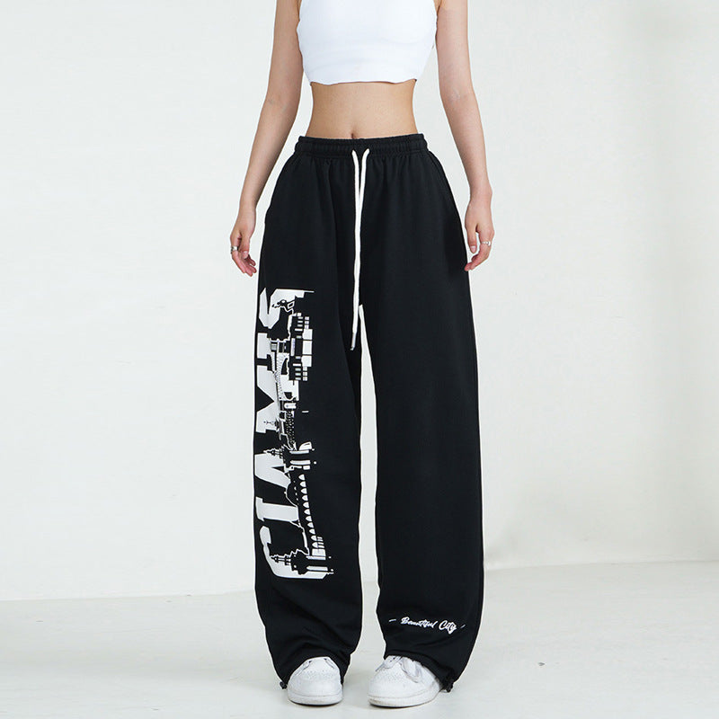Jazz Dance American Style HIPHOP Pants Cotton Printed Loose Ins Trendy Sports Pants Casual Wide Leg Pants