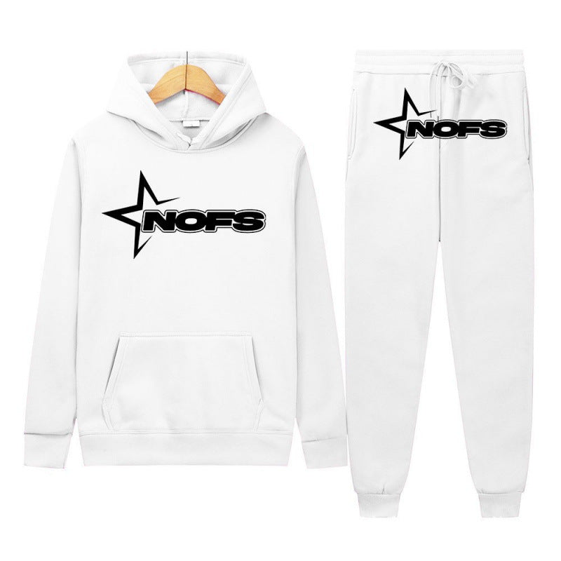 Y2K New Long Sleeve Noes Hoodie Suit Sweatshirt Two-Piece Punk Band Rock Clothing Streetwear