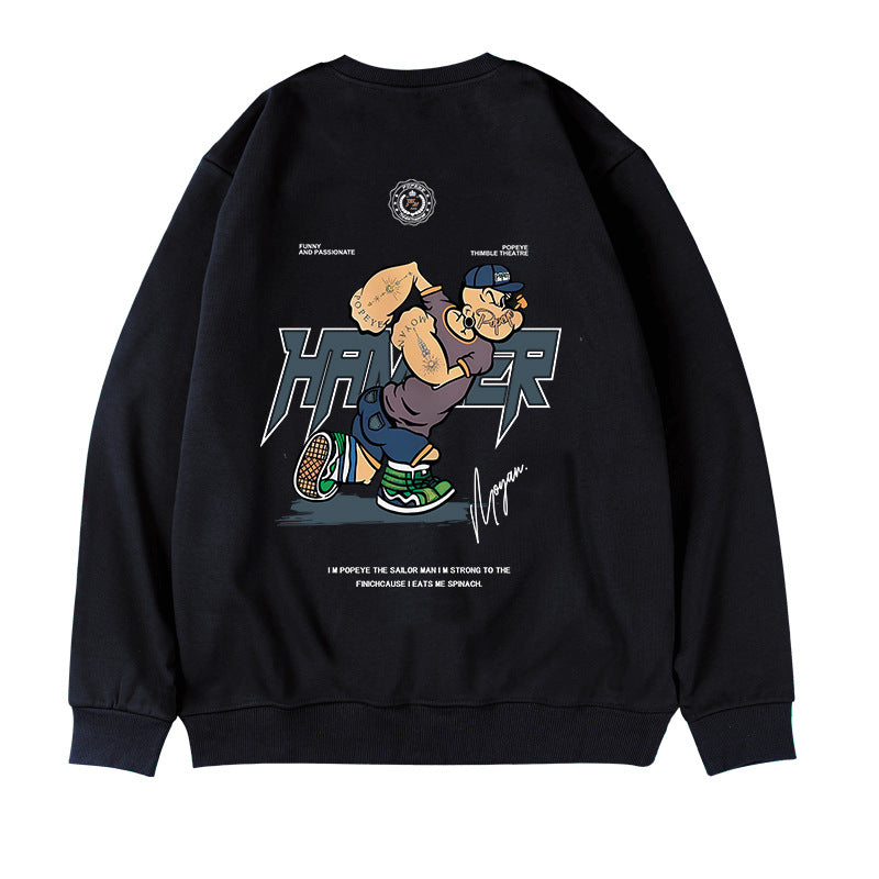 plus size Autumn and Winter Trendy Pullover Sweatshirt Men's Ins Fat Plus Size Loose Casual Round Neck Long Sleeve Top