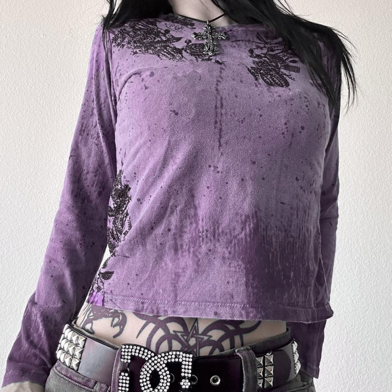 2026 Spring New Cross-Border Women's Clothing Amazon Y2K Casual Style Brick Print Slim Fit Long Sleeve Women's T-Shirt