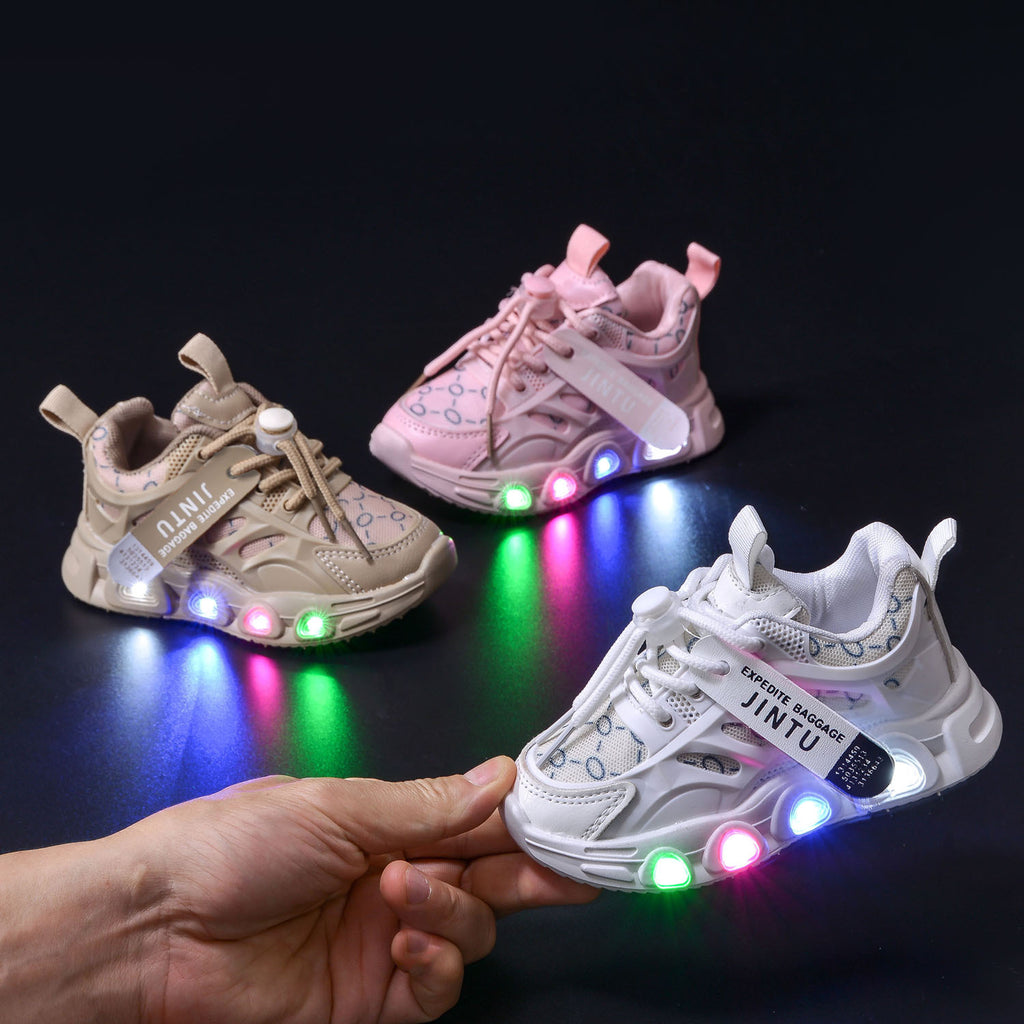Spring and Autumn New Style Luminous Men's Sports Shoes with Lights, Cloth Women's Casual Shoes, Children's Led Lighted Toddler Shoes in Stock