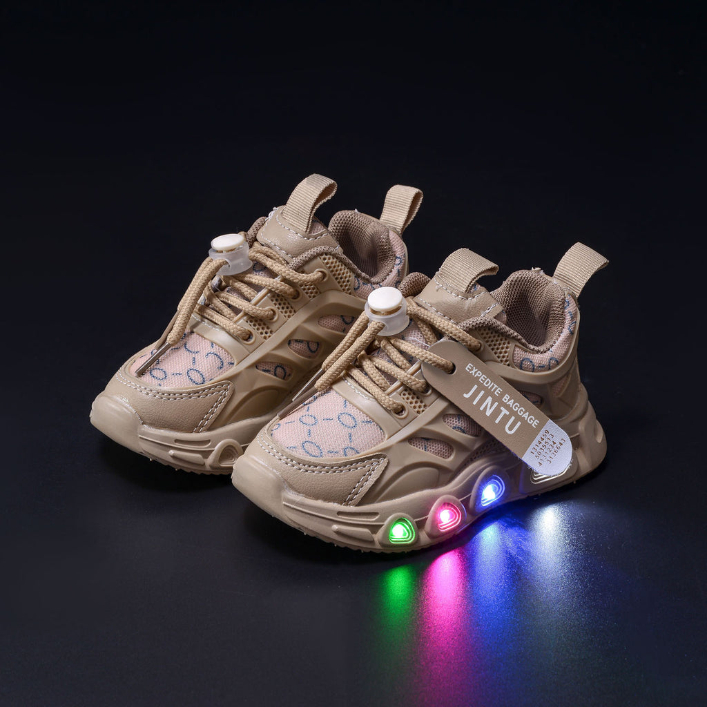 Spring and Autumn New Style Luminous Men's Sports Shoes with Lights, Cloth Women's Casual Shoes, Children's Led Lighted Toddler Shoes in Stock