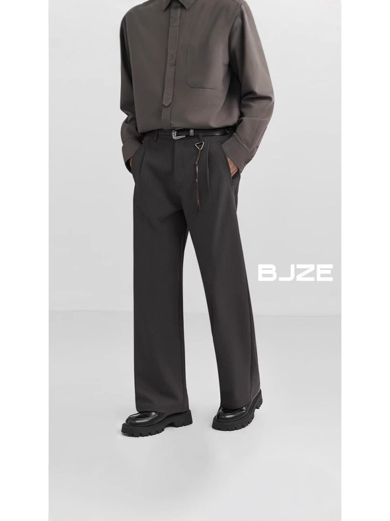 Black Dipper Trousers Men's Korean-style Straight cleanfit Micro-blazer Suit Pants High-street Trousers Handsome All-match Casual Pants