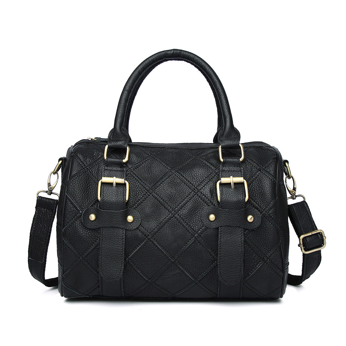 Genuine Leather Basket Bag Manufacturer Cross-Border Bag Women's Bag Contrasting Color Colorful Stitching Shoulder Crossbody Bag Handbag Women's Bag