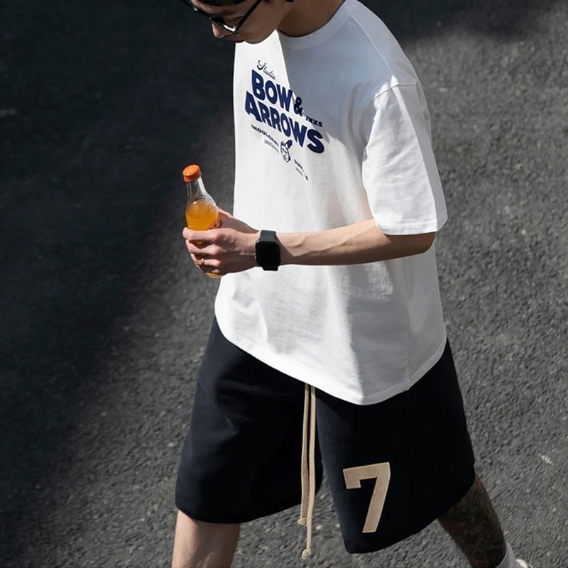 American Style Straight Figure 7 Printed Shorts Men's and Women's Loose European Style Sports Casual Pants Summer 2024 New Arrival