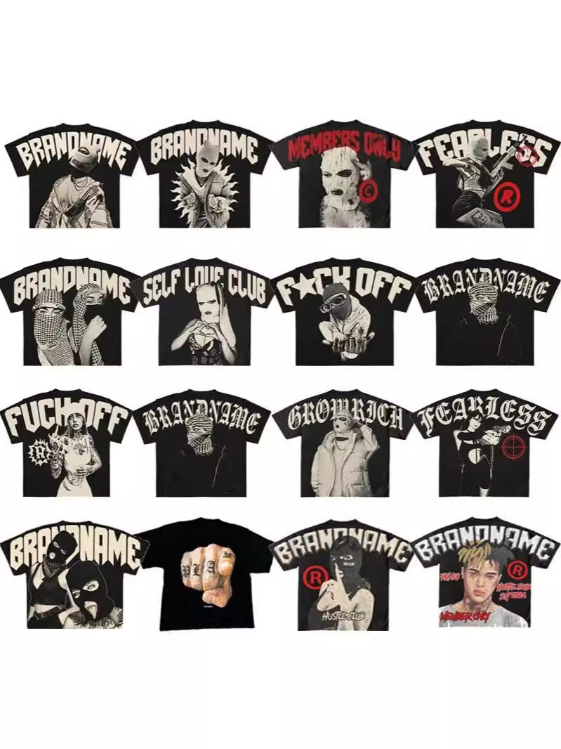 Amazon AliExpress Supply Y2K Hip Hop T-Shirt Harajuku Long T-Shirt Gothic Street Wear Fashion Men and Women