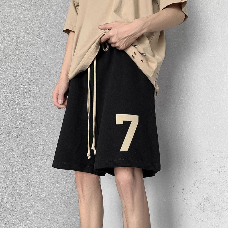 American Style Straight Figure 7 Printed Shorts Men's and Women's Loose European Style Sports Casual Pants Summer 2024 New Arrival