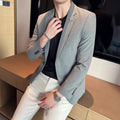 Spring New Men's Solid Color Texted Suit Jacket Trendy Slim Fit One Button Korean Best Man Single Western Top for Men