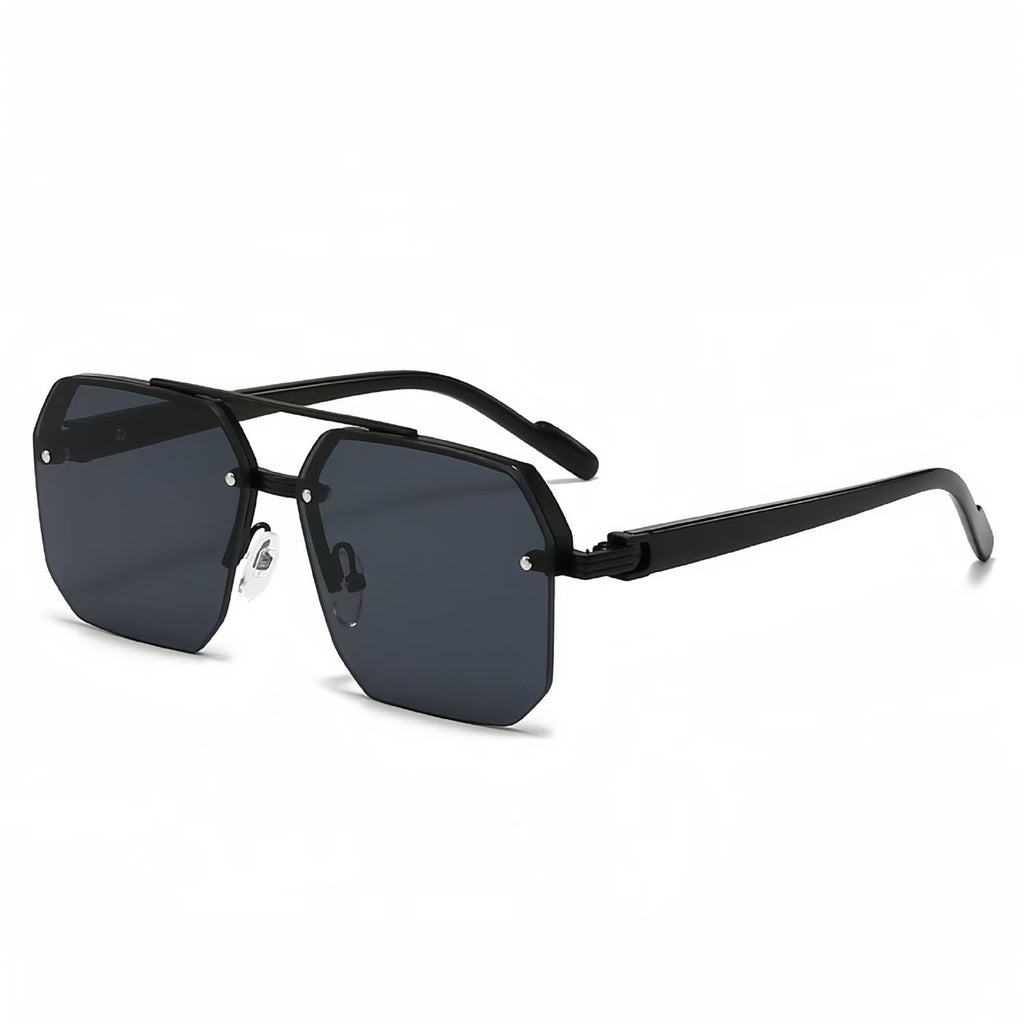 New Cross-Border Men's Double-Beam Half-Frame Polygonal Metal Casual Fashion Sunshade Sunglasses High-End Sunglasses