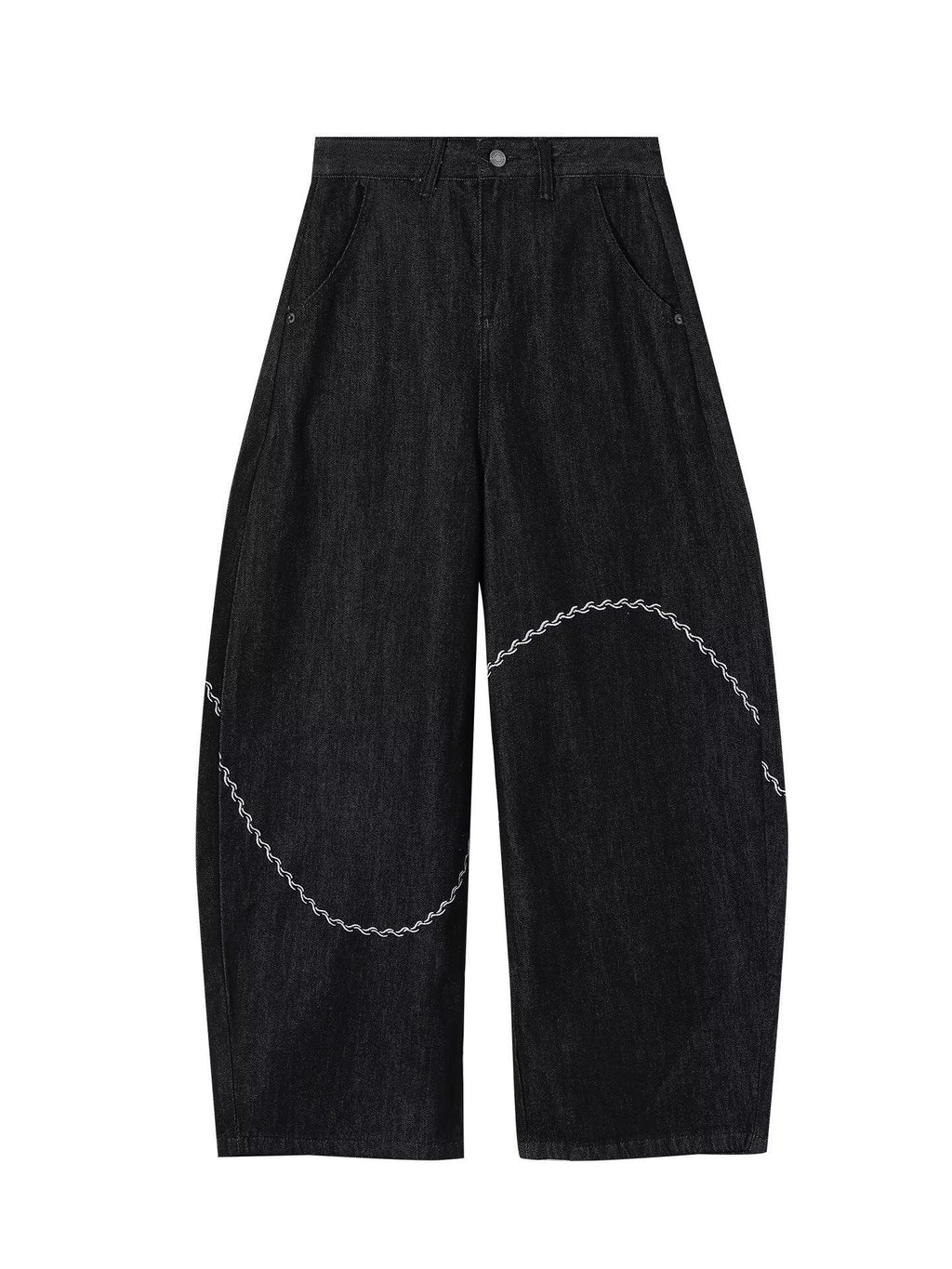 American Style 2025 Black Denim Long Pants for Men and Women, Trendy Street Style, Handsome Design, Loose Wide-Leg Scimitar Casual Pants