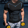 Amazon Best Selling Sports Tight Short-Sleeved Men's Fitness Quick-Drying Breathable Slim Training Elastic Printed Short-Sleeved