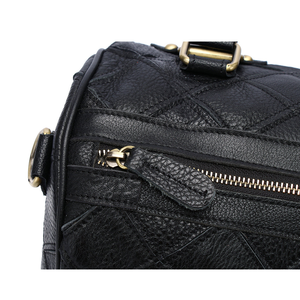 Genuine Leather Basket Bag Manufacturer Cross-Border Bag Women's Bag Contrasting Color Colorful Stitching Shoulder Crossbody Bag Handbag Women's Bag
