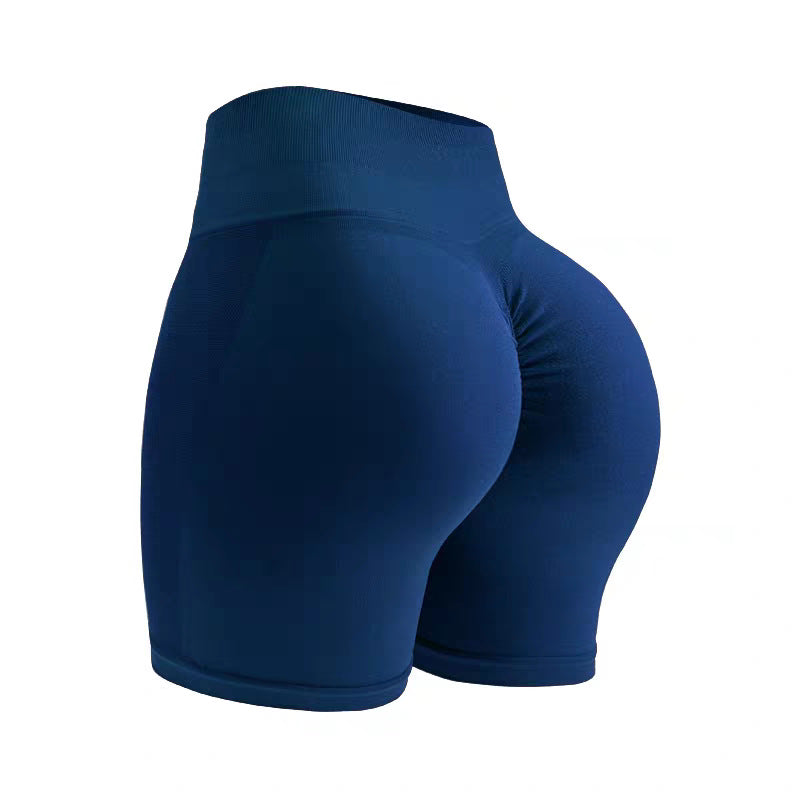 Cross-Border Popular Wholesale High-Waisted Peach-Shaped Sports Fitness Shorts Seamless Women's Elastic Breathable Gym Training Shorts