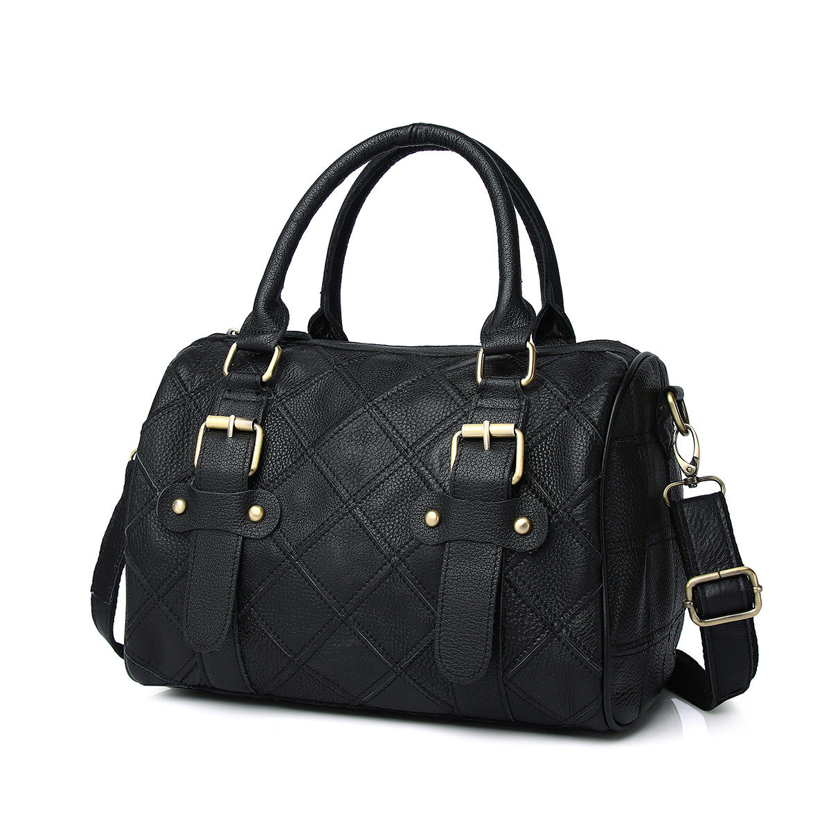 Genuine Leather Basket Bag Manufacturer Cross-Border Bag Women's Bag Contrasting Color Colorful Stitching Shoulder Crossbody Bag Handbag Women's Bag