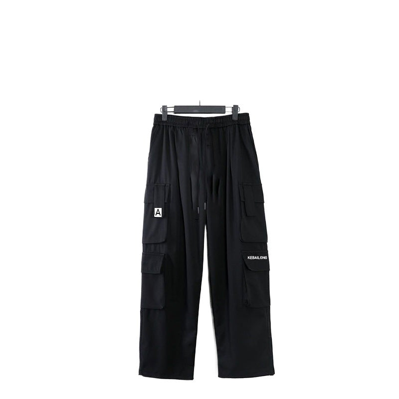 Ajh Black American-Style Work Pants, Straight Loose Fit, Japanese Style, Cross-Border Hot-Selling Extended Version for Tall Men
