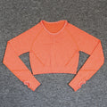 Explosive Seamless Tight Smiley Yoga Long Sleeve Women's High Elastic Pleated Quick-drying Solid Color Sports Top