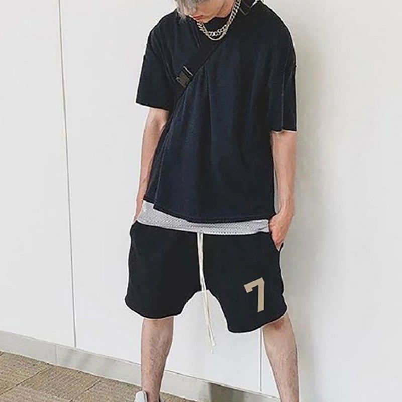 American Style Straight Figure 7 Printed Shorts Men's and Women's Loose European Style Sports Casual Pants Summer 2024 New Arrival