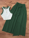 European and American Clothing 2025 New Knitted Off-Shoulder Vest Two-Piece Set Asymmetrical Skirt Suit for Women