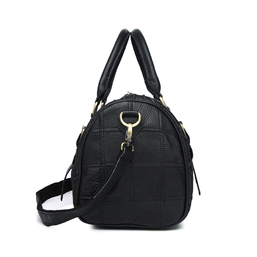 Genuine Leather Basket Bag Manufacturer Cross-Border Bag Women's Bag Contrasting Color Colorful Stitching Shoulder Crossbody Bag Handbag Women's Bag
