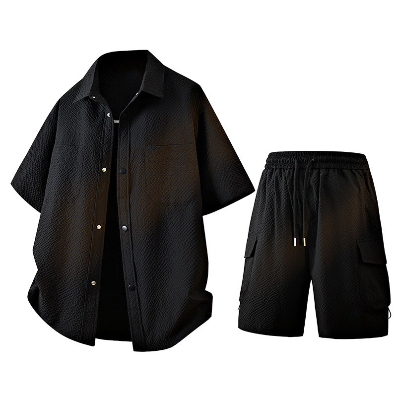 2025 Summer Loose Youth Half-Sleeved T-Shirt Suit for Men and Women Casual Short-Sleeved Shorts Two-Piece Set Trendy Large Size