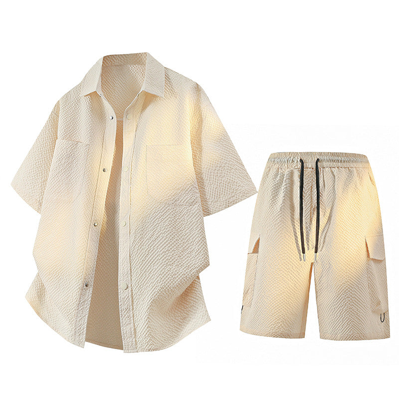 2025 Summer Loose Youth Half-Sleeved T-Shirt Suit for Men and Women Casual Short-Sleeved Shorts Two-Piece Set Trendy Large Size