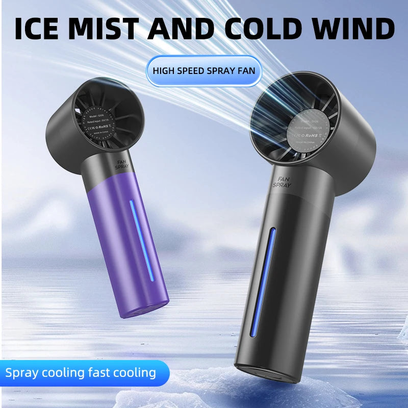 Ventilateur humidificateur portable d'été, mini ventilateur à 5 vitesses, rechargeable par USB, ventilateur à pulvérisation d'eau, mini ventilateur extérieur