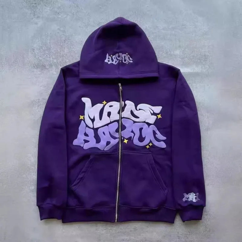 Sweat-shirt à capuche pour homme 2026, style streetwear gothique punk hip-hop, imprimé, avec fermeture éclair, vêtements pour homme