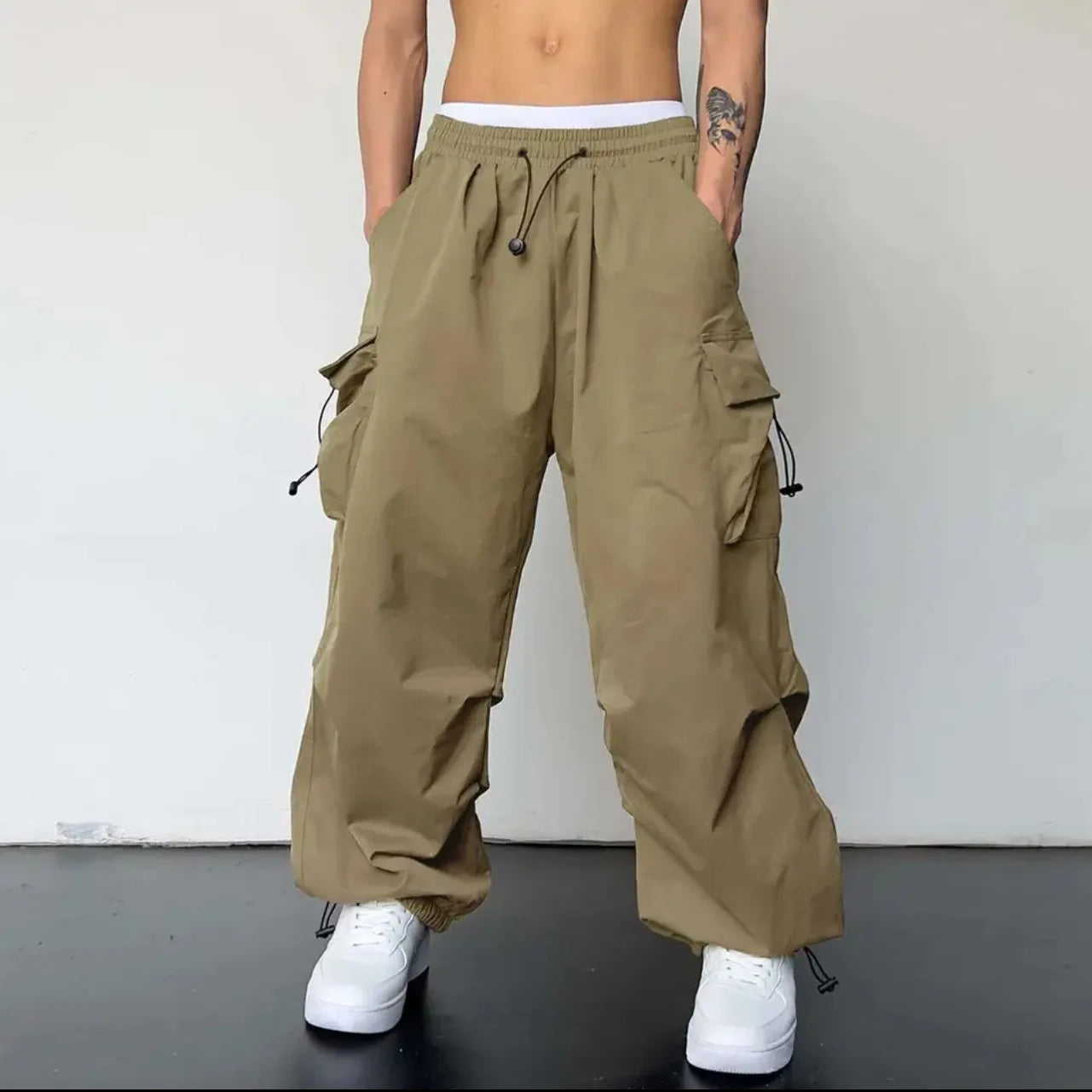 Salopette de Style américain pour hommes, pantalon de sport décontracté, taille haute, jambes larges, nouvelle collection été
