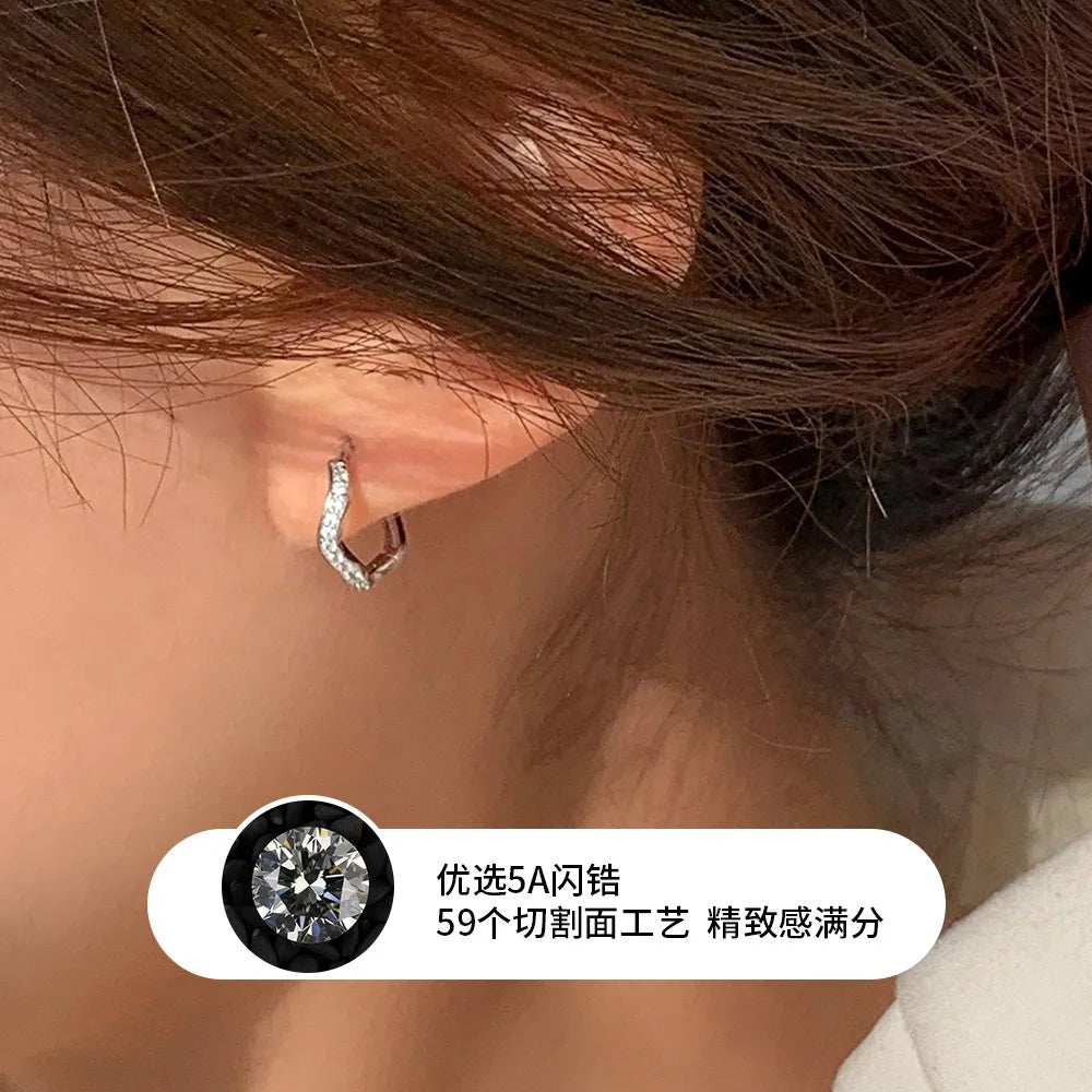 REETI 925 boucles d'oreilles en argent Sterling mode Zircon boucles d'oreilles ondulées pour les femmes cadeau boucles d'oreilles bijoux de mode boucles d'oreilles coréennes