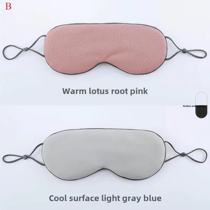 Masque pour les yeux de sommeil, Style coréen, soie glacée, chaud et frais, double usage, réglable, blocage de la lumière de voyage, masque pour les yeux respirant