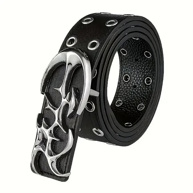 Ceinture Punk en cuir PU ajouré Y2K pour hommes et femmes, accessoire tendance pour cadeaux, ceintures de taille neutres, grande taille, nouvelle collection