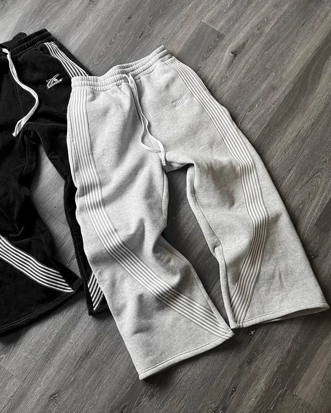 Y2k gris pantalons décontractés Vintage fonctionnel tactique hommes femmes Premium Jogging pantalon à jambes larges cordon Streetwear pantalons de survêtement