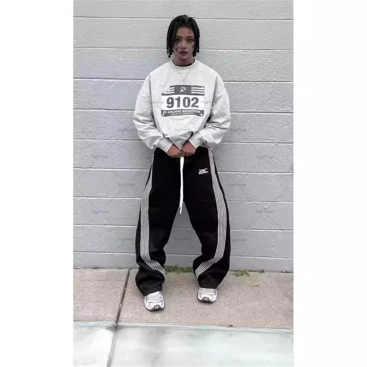 Y2k gris pantalons décontractés Vintage fonctionnel tactique hommes femmes Premium Jogging pantalon à jambes larges cordon Streetwear pantalons de survêtement