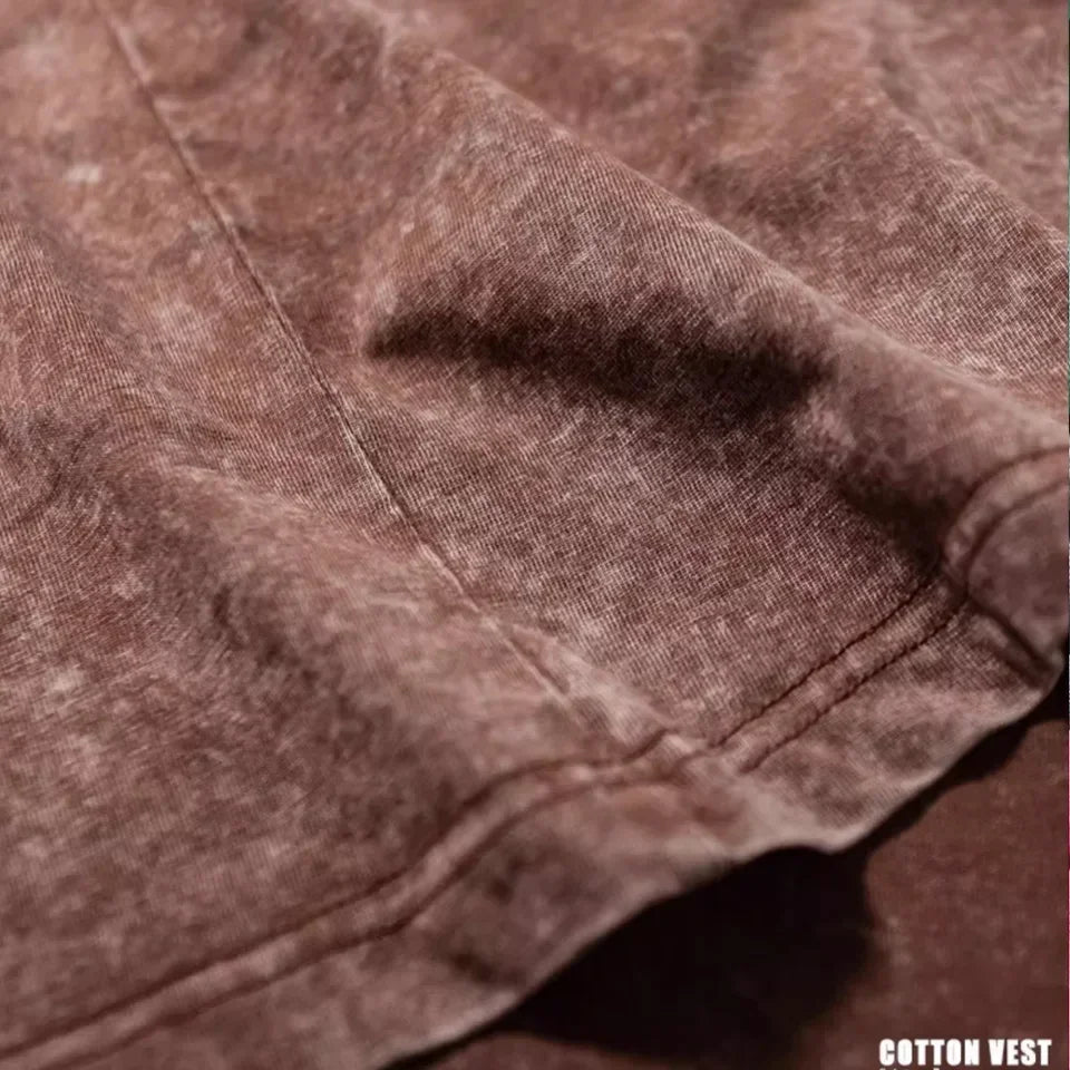 Style américain rétro lourd couleur unie à manches courtes T-shirt hommes femmes été rue à la mode lavé vieux vêtements surdimensionnés