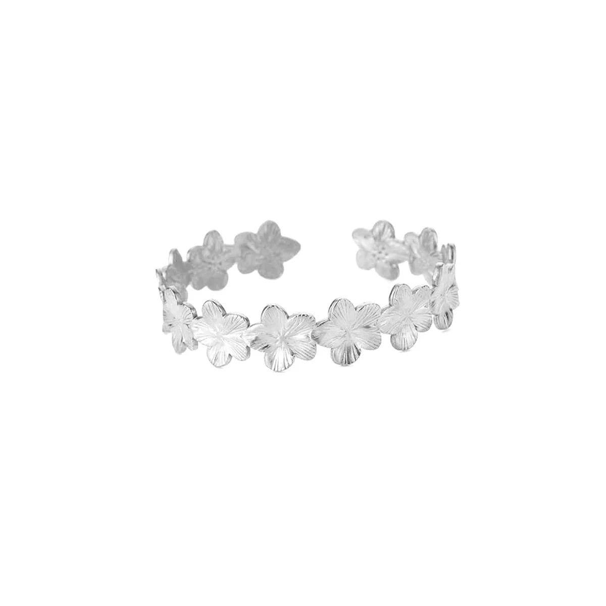 Bracelet à fleurs délicates en acier inoxydable, couleur or, manchette ouverte pour femmes, bijoux de mariage, accessoires de fête de vacances, cadeaux