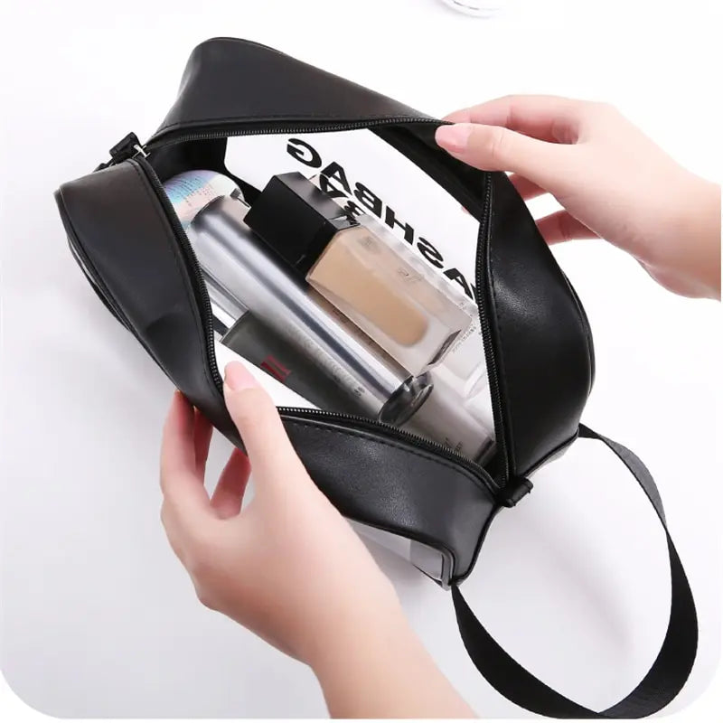 Sac de lavage de voyage portable pour femme, transparent, étanche, stockage de maquillage, poudres, grande capacité, étui cosmétique, EvaluBeauty